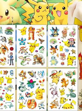 6Pcs Pokemon Tattoo Stickers Waterproof Anime Sticker Birthd