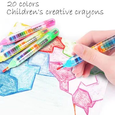 4Pcs/Set 20 Colors Stackable Crayons Kids Replaceable Tips R
