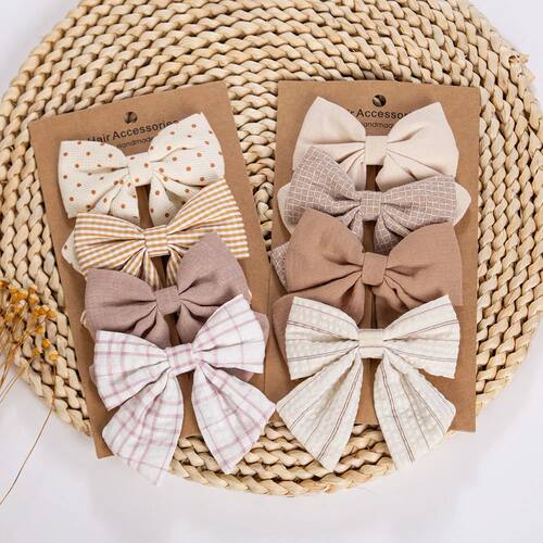 4Pcs/Set Baby Girls Hair Bows Clips Linen Cotton Ponytail Ha