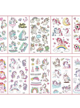 10 Sheets/Pack Kids Cartoon Unicorn Tattoo Sticker for Child