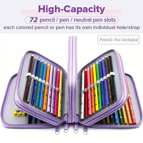 72 Holes 4 Layers Pencil Case Portable Large Capacity Multif