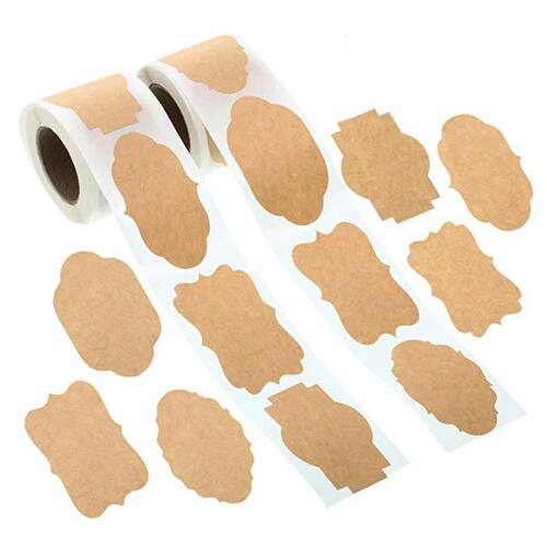 250Pcs Kraft Stickers Paper Labels Blank Christmas Gift for