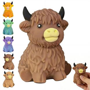 Highland Cow Squishy Toy Slow Rising Stress Relief Fidget Ba