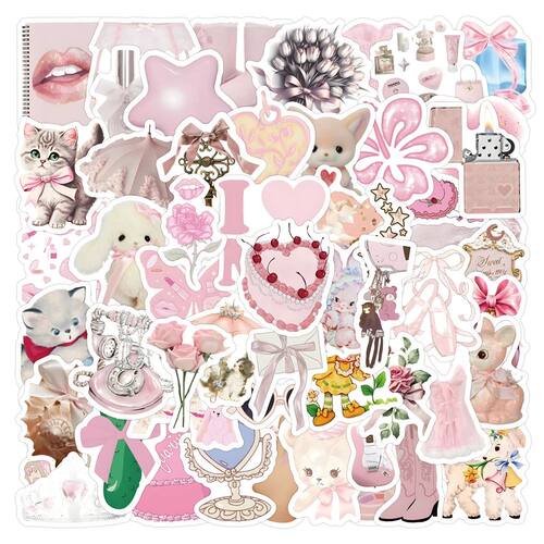 10/30/60PCS Ins Style Pink Coquette Stickers Decoration DIY