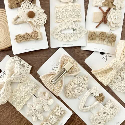 4Pcs/set New Flower Embroidery Baby Hairpin Kids Girls Sweet