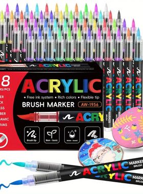 12/24/36/48 Color Acrylic Paint Pen Markers Brush Tip Paint