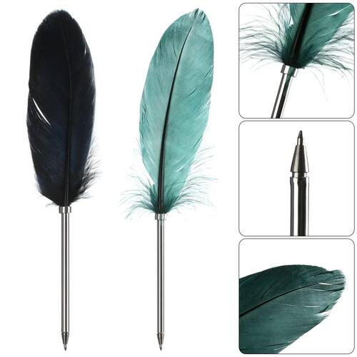1Pc Funny Feather Pen 0.5mm Blue Ink Ballpoint Pen Writing T