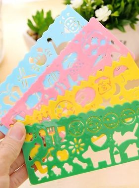4pcs Kids Drawing Toys Drawing Template Board Plastic Ruler