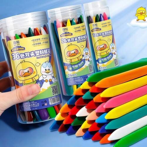 12-36 Colors Cute Double-Ended Triangular Crayons Kidsren's