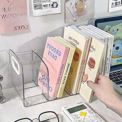 Convenient Clear Acrylic Bookends with Handle Desk Organizer