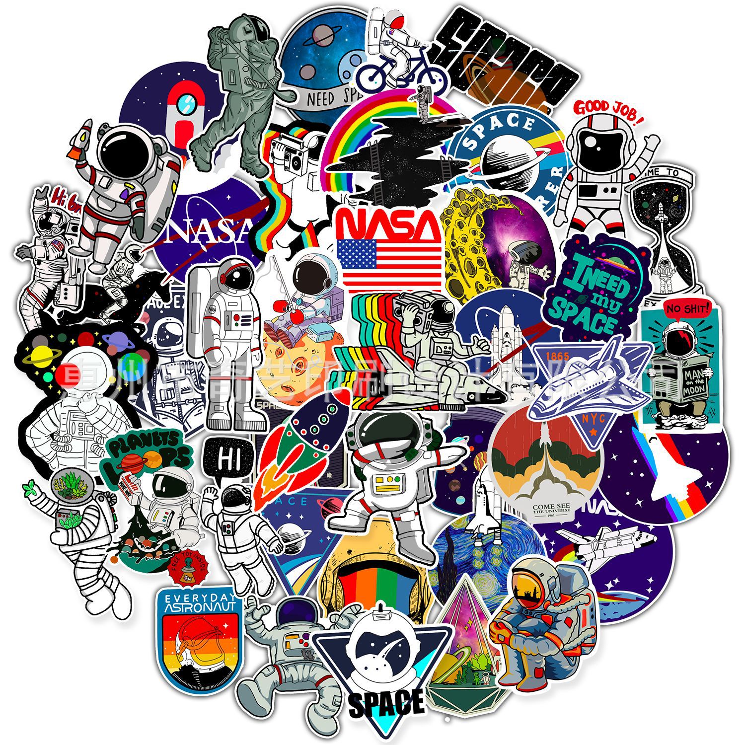 50pcs astronaut space sticker Cosmic boy Mars trolley case