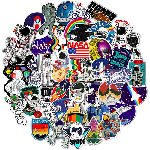 50pcs astronaut space sticker Cosmic boy Mars trolley case