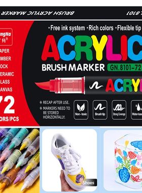 72 Colors Acrylic Markers Brush Pens for Fabric Rock Paintin