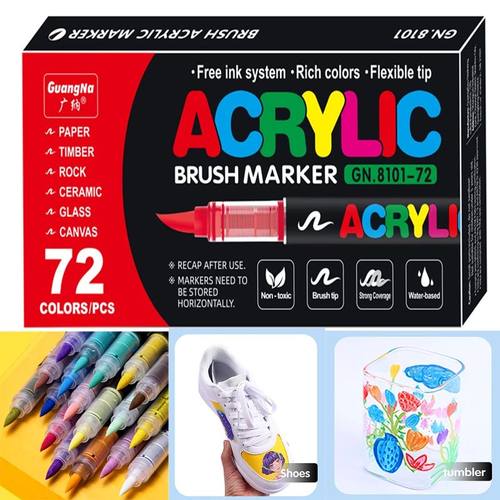 72 Colors Acrylic Markers Brush Pens for Fabric Rock Paintin
