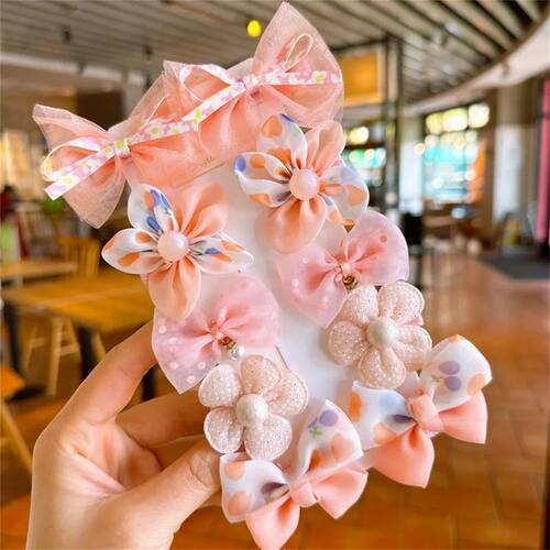 10Pcs/Set Cute Bows Baby Hairclips Lace Flower Children Girl