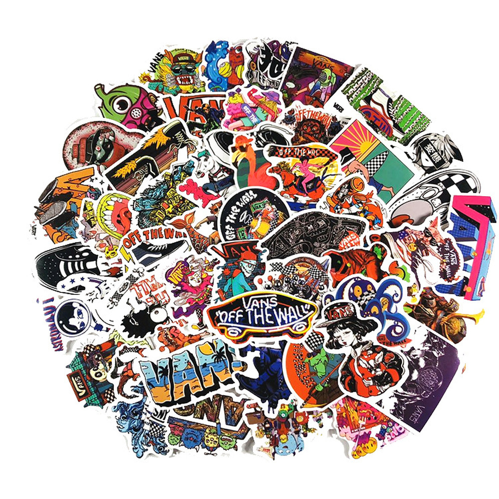 50/100pcs Tide Logo Vans Stickers Waterproof Laptop