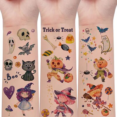 10 Sheets, Halloween Glitter Tattoo Stickers, 148 Vampire, W