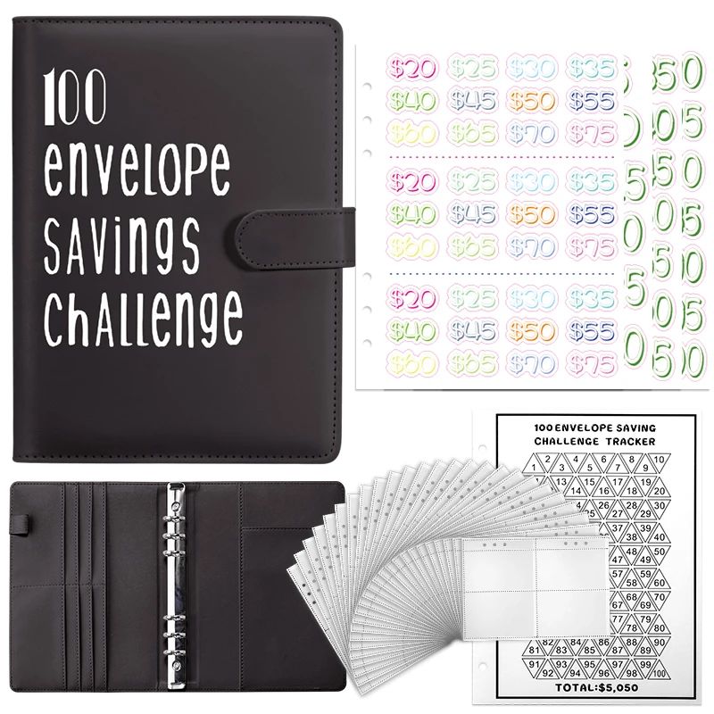 100 Envelopes Money Saving Money Challenge Budget Binde with 文具电教/文化用品/商务用品 笔记本/记事本 原图主图