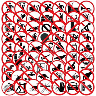 62pcs Funny Warning Stickers Danger Banning Sign Viny DIY De