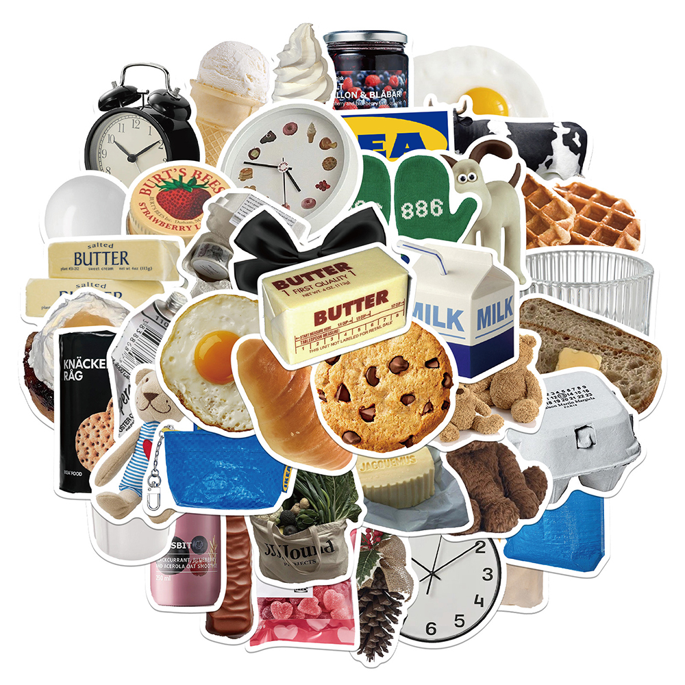50pcs Ins Style Cute Stickers Cartoon Milk Food Decals DIY F