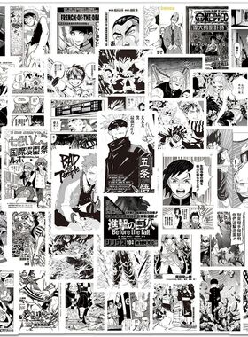 50PCS  DIY Black and White Anime Poster Sticker Cartoon  Cre