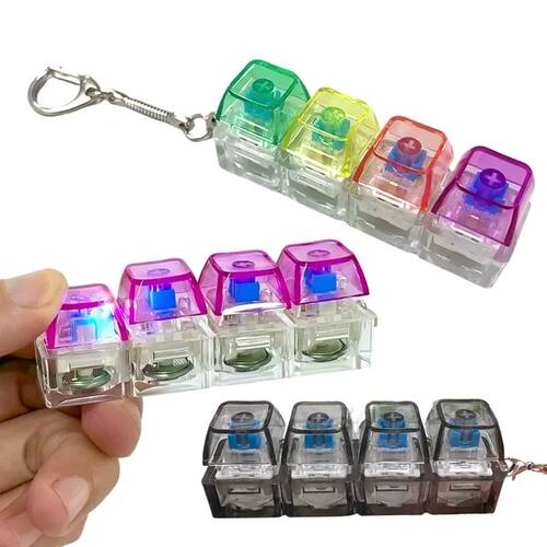 LED Keyboard Keychain Fidget Toys Crystal Clicker Sensory To