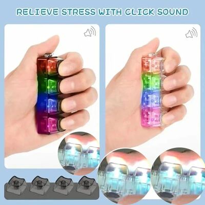 LED Keyboard Keychain Fidget Toy Crystal Clicker Sensory Toy
