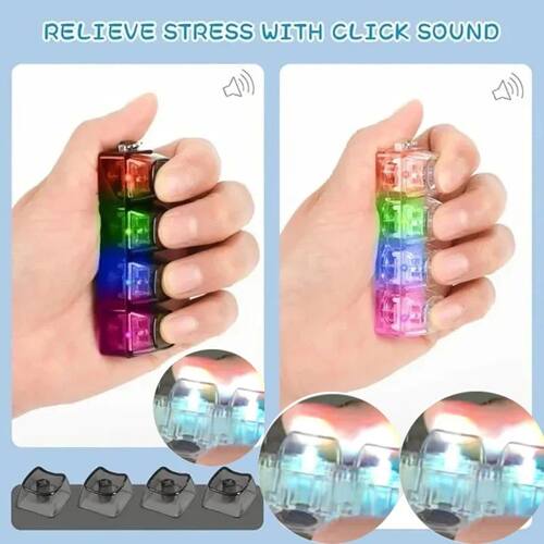 LED Keyboard Keychain Fidget Toy Crystal Clicker Sensory Toy