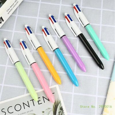 1Piece/5Piece Retractable Multicolored Ballpoint Pen 4-Color