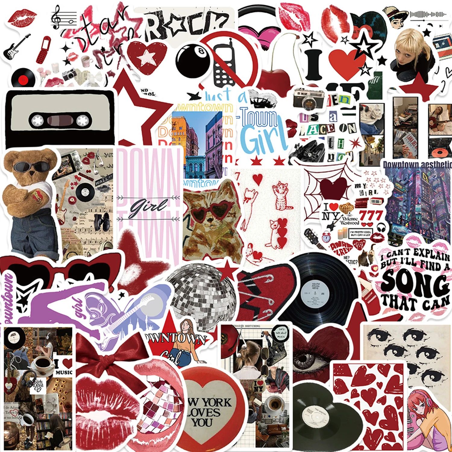 50pcs Downtown Girls Aesthetic Y2K Graffiti Stickers DIY Pho