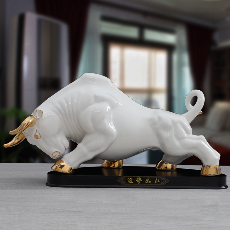 陶瓷牛摆件工艺品招财化解化妆室厨房缺角摆件牛客厅办公室送礼品