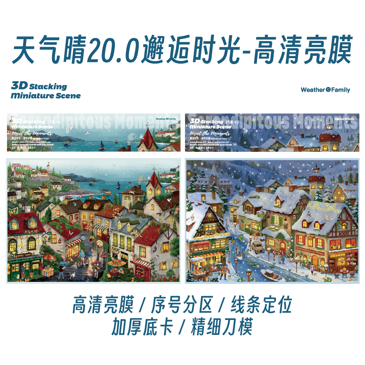 天气晴20.0邂逅时光系列高清亮膜造景贴纸微缩场景堆叠立体贴画