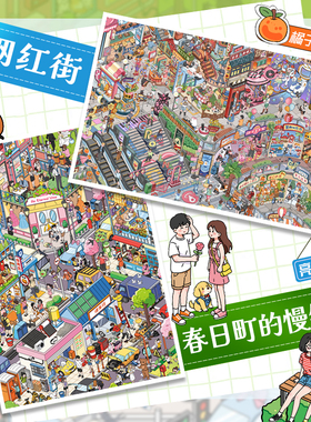橘子星3.0系列网红街造景贴纸大版微缩场景堆叠立体手账贴画