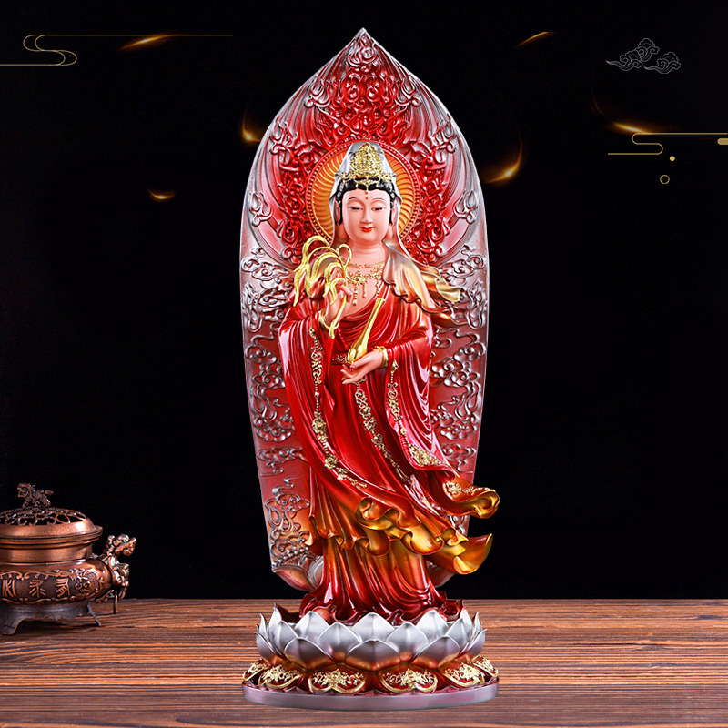 厂家直销站像观音娘娘树脂玻璃钢佛像南海滴水观世音菩萨供奉摆件