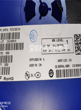 FDV301N FDV301 丝印301 FAIRCHILD SOT23-3 全新进口原装 可直拍