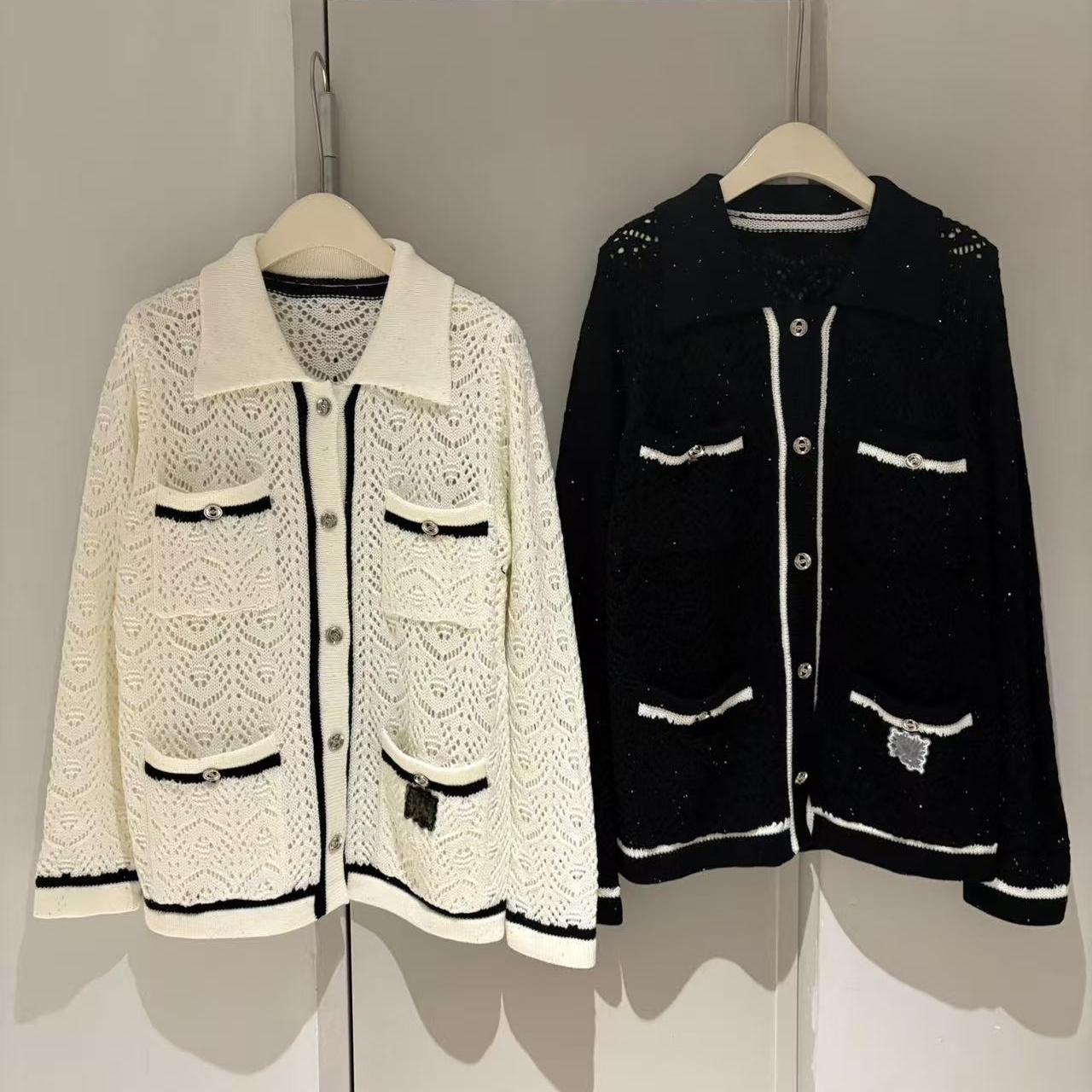 镂空针织开衫女长袖外套上衣