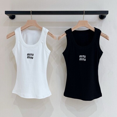 夏季圆领字母印花显瘦女背心