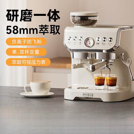 咖啡机意式全半自动家用小型奶泡研磨一体官方标配浅杉绿手动
