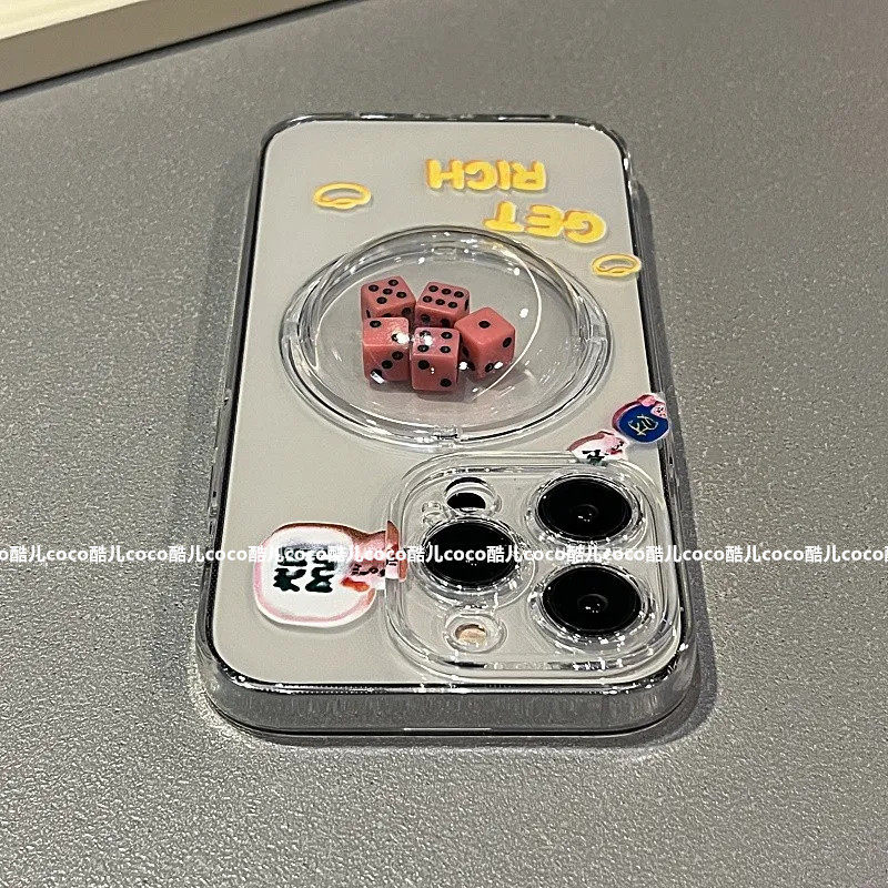 ins风摇摇乐骰子适用苹果13手机壳iPhone14Promax透明15软12防摔