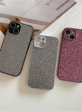 高档黑色闪钻适用苹果13手机壳iphone15promax粉紫色12个性XR女14硬