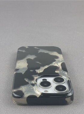 高级感黑色斑点纹iPhone16ProMax苹果15手机壳13双层14全包12硬壳