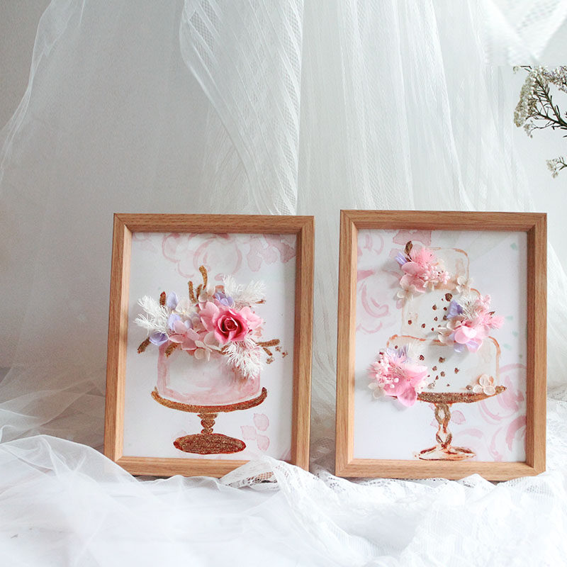 立体干花相框花立体贴花沙龙活动永生花手工装饰画材料包婚庆布置