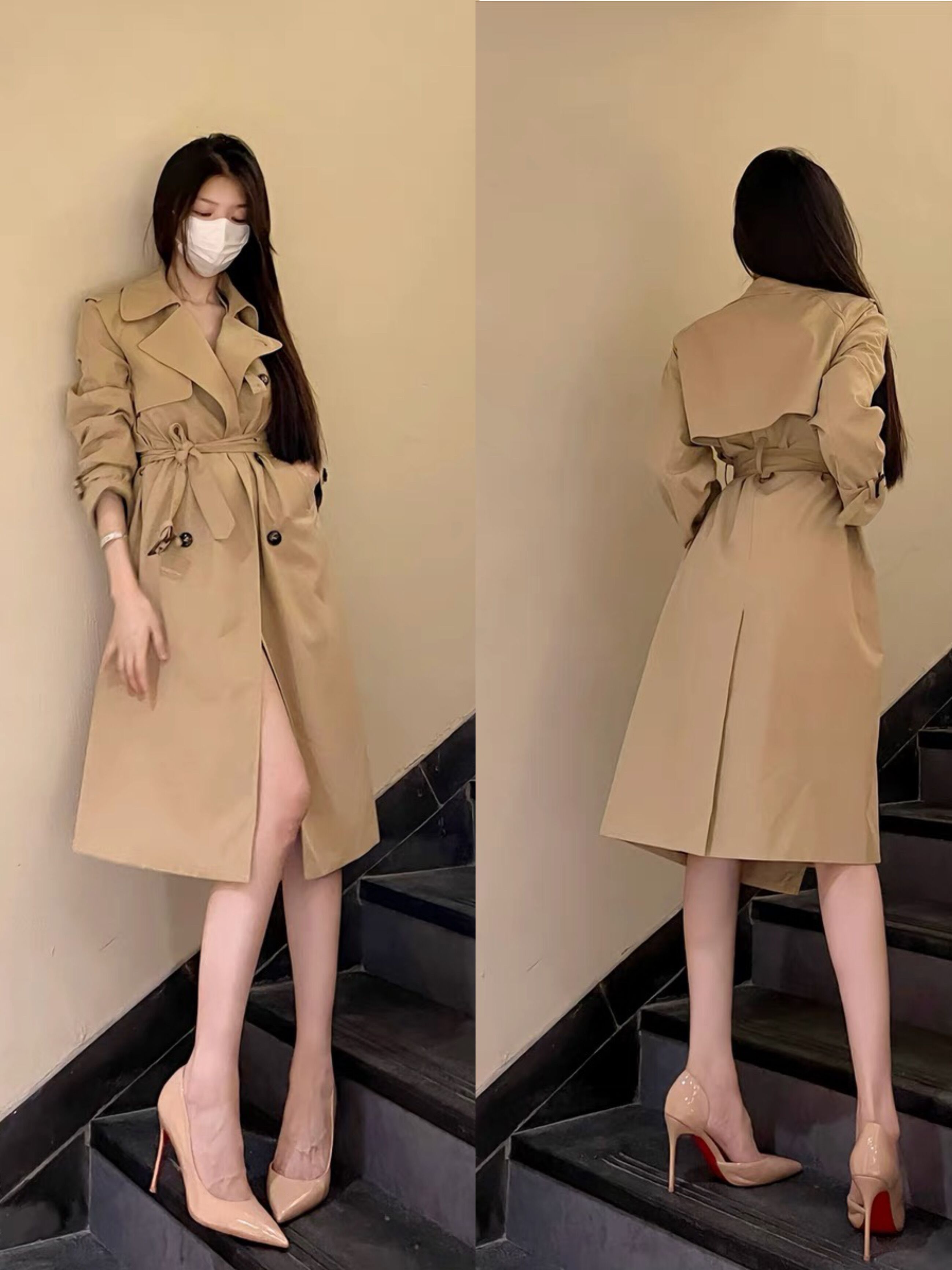 超好看黑色风衣女秋冬季高级感2025新款中长款双排扣加厚韩系外套