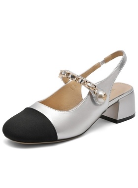 百丽锦绣新中式包头凉鞋女鞋子2024夏季新款粗跟绝美凉鞋B1911BH4