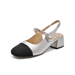 包头凉鞋 粗跟绝美凉鞋 女鞋 新款 B1911BH4 子2024夏季 百丽锦绣新中式