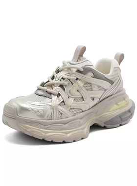 百丽星河轨迹复古银色老爹鞋女鞋2024冬季新款休闲运动鞋子 B2199
