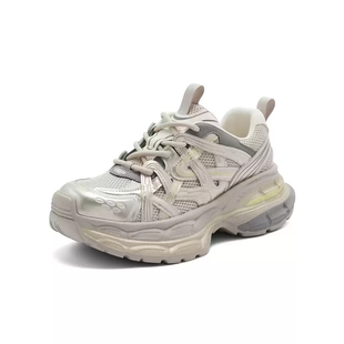 女鞋 子 2024冬季 休闲运动鞋 B2199 新款 百丽星河轨迹复古银色老爹鞋