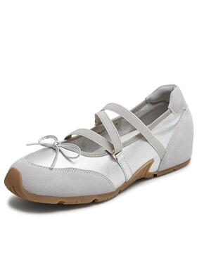 天美意运动芭蕾德训玛丽珍鞋女鞋2025夏新款银色浅口单鞋BL251CQ5