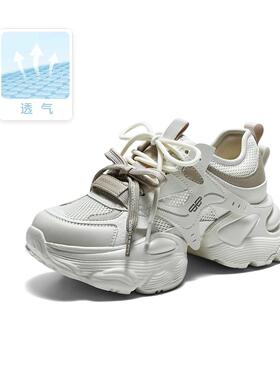 百丽透气网面厚底老爹鞋女鞋2026夏新款运动休闲鞋F6J1  F6J1DBM6