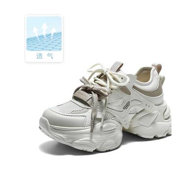 百丽透气网面厚底老爹鞋女鞋